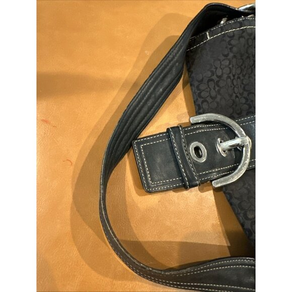 DAMAGED - COACH Soho Black Shoulder Bag Leather Canvas Archive Purse Y2K 3628 - Picture 11 of 12
